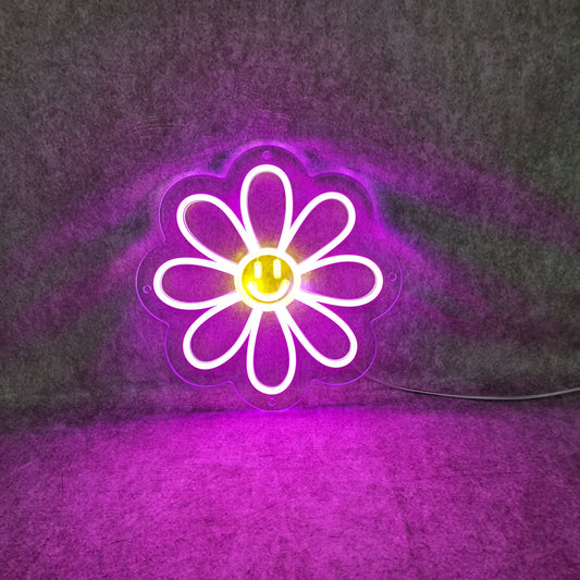 Happy Smile Flower Neon skilt