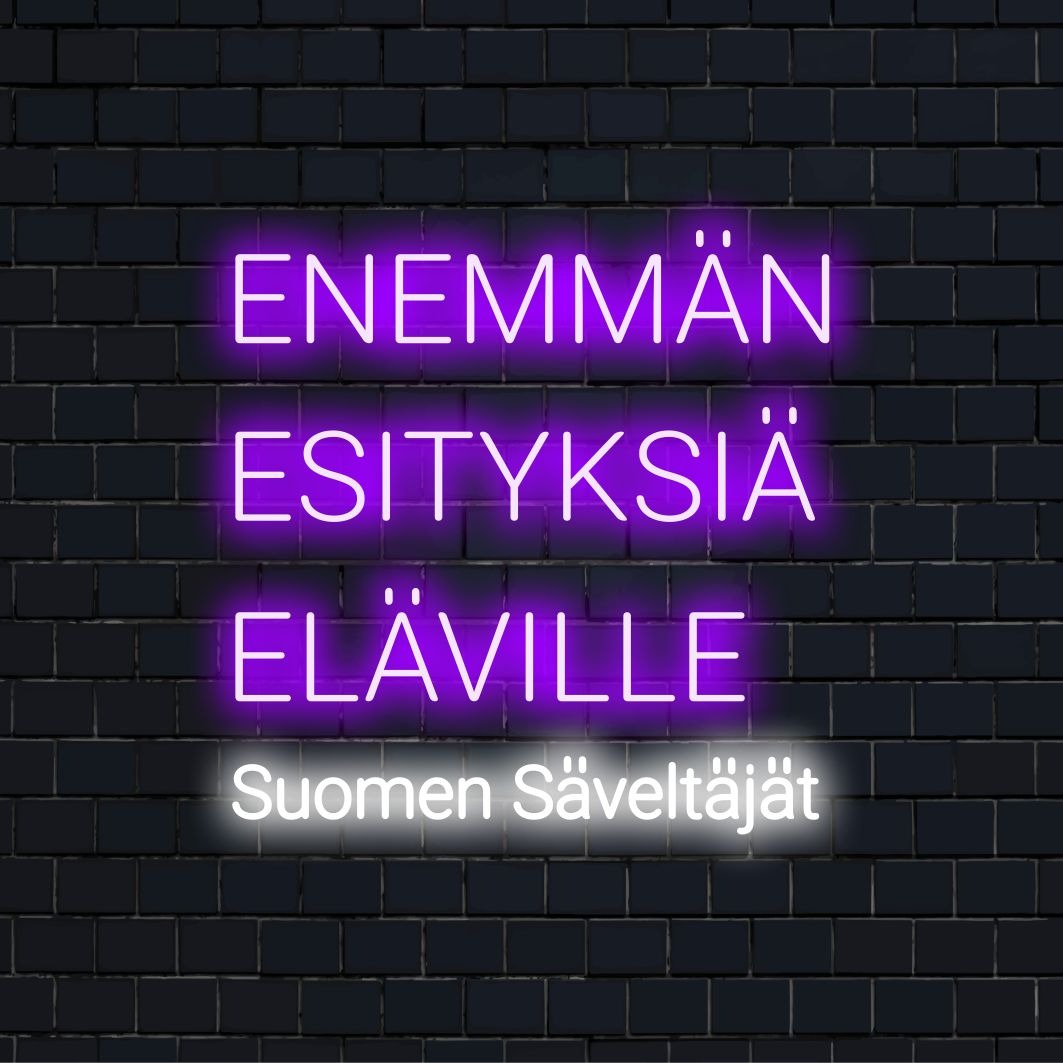 Suomen Säveltäjät ry – räätälöity LED-neonkyltti (akryylilaatikko)