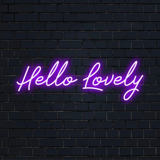 Chic and inviting LED neon sign with Hello Lovely, perfect for personalized decor, neon wall art, or custom neon sign display.