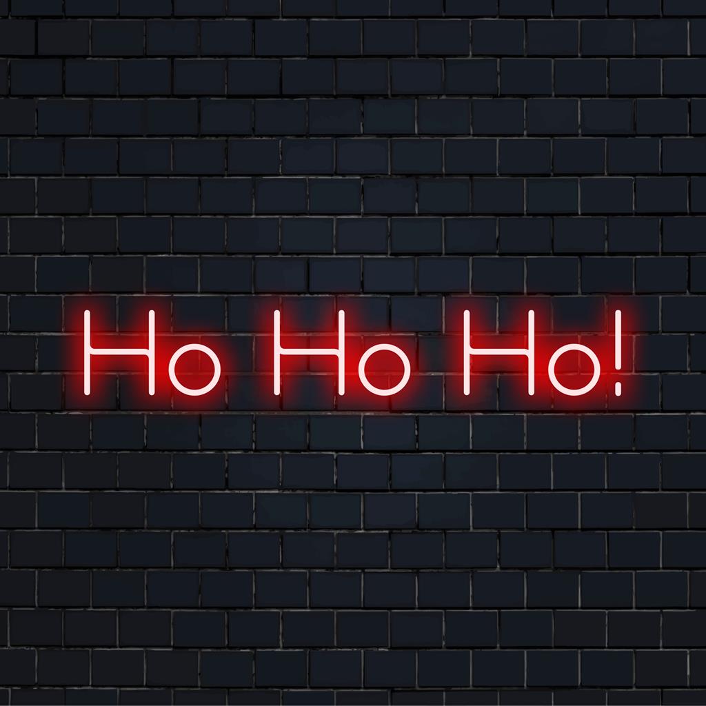 Insegna al neon a LED Ho Ho Ho! luminosa e festosa, perfetta per le decorazioni natalizie; un vivace apparecchio di illuminazione al neon per il tuo spazio.