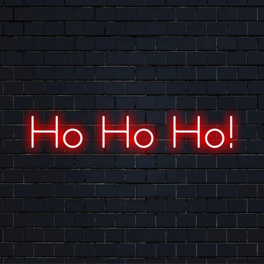 Bright and festive Ho Ho Ho! LED neon sign perfect for holiday decor; a lively neon light fixture for your space.