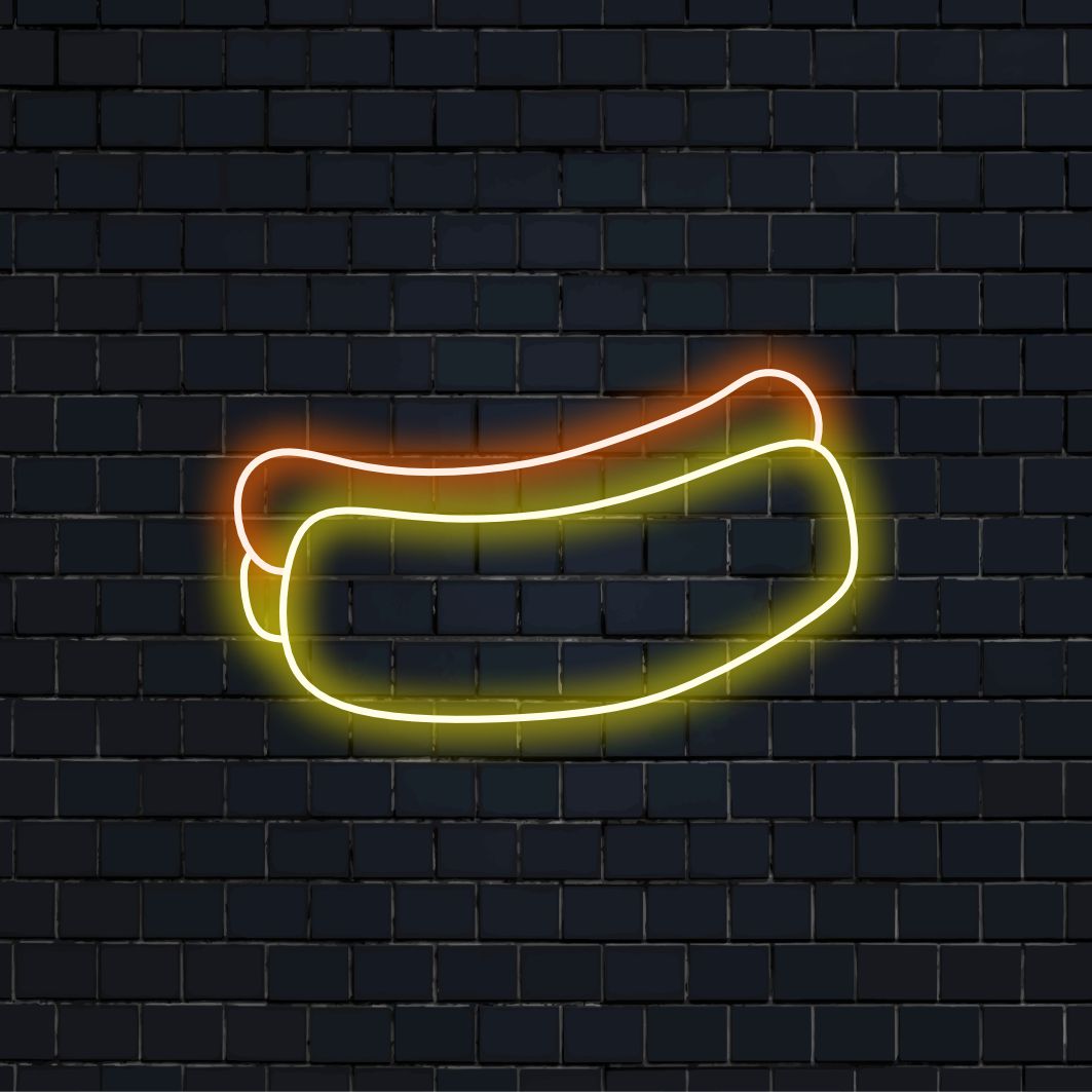 "Hot Dog Neon Sign" er en læskende og retro tilføjelse til din restaurantinteriør. Et neonlys, der viser det klassiske symbol på en lækker hotdog.