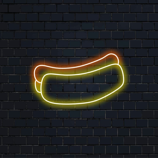 "Hot Dog Neon Sign" è un'aggiunta appetitosa e retrò agli interni del tuo ristorante. Una luce al neon che mette in risalto il classico simbolo di un delizioso hot dog.