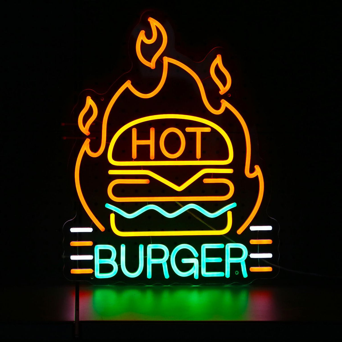 Neonowy napis "Hot Burger"
