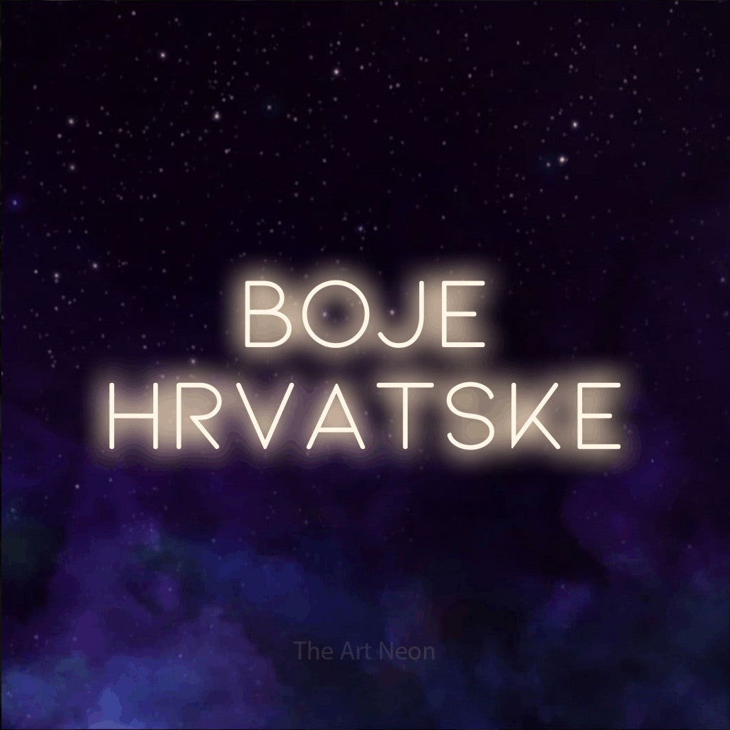 LED neon sign reading “Boje Hrvatske”, arranged in two lines.
