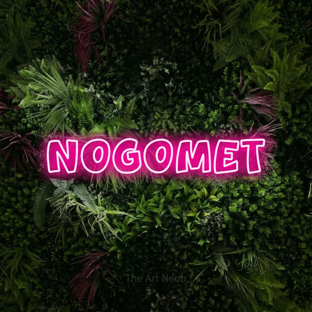 LED neon sign reading “Nogomet”, arranged in a single line.