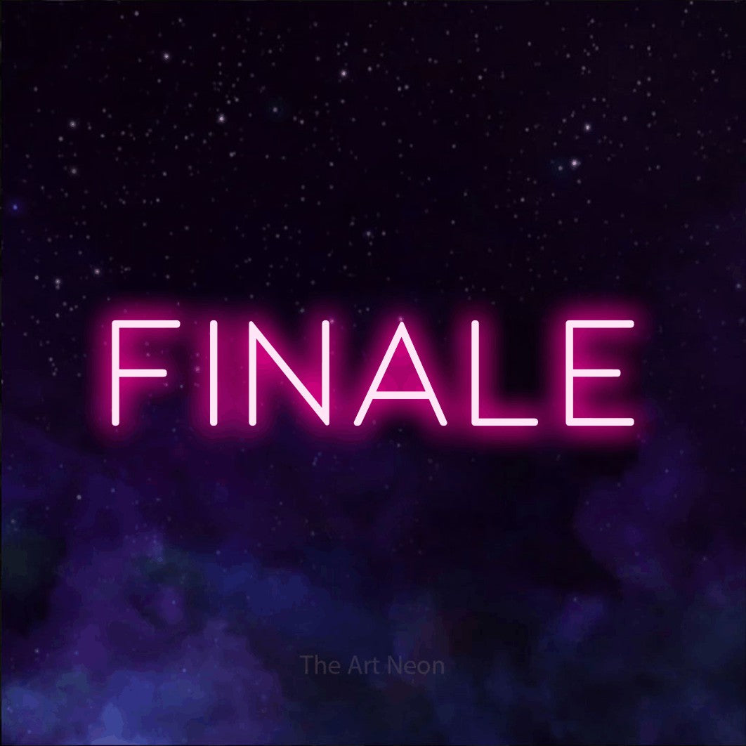 LED neon sign reading “Finale”, arranged in a single line.