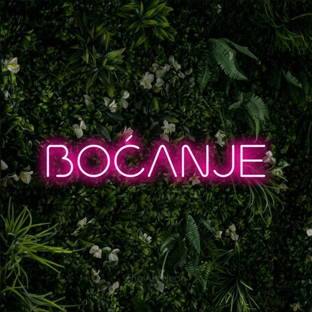 LED neon sign reading “BOĆANJE”, arranged in a single line.