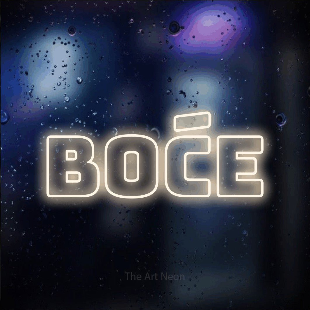 LED neon sign reading “boće”, arranged in a single line.