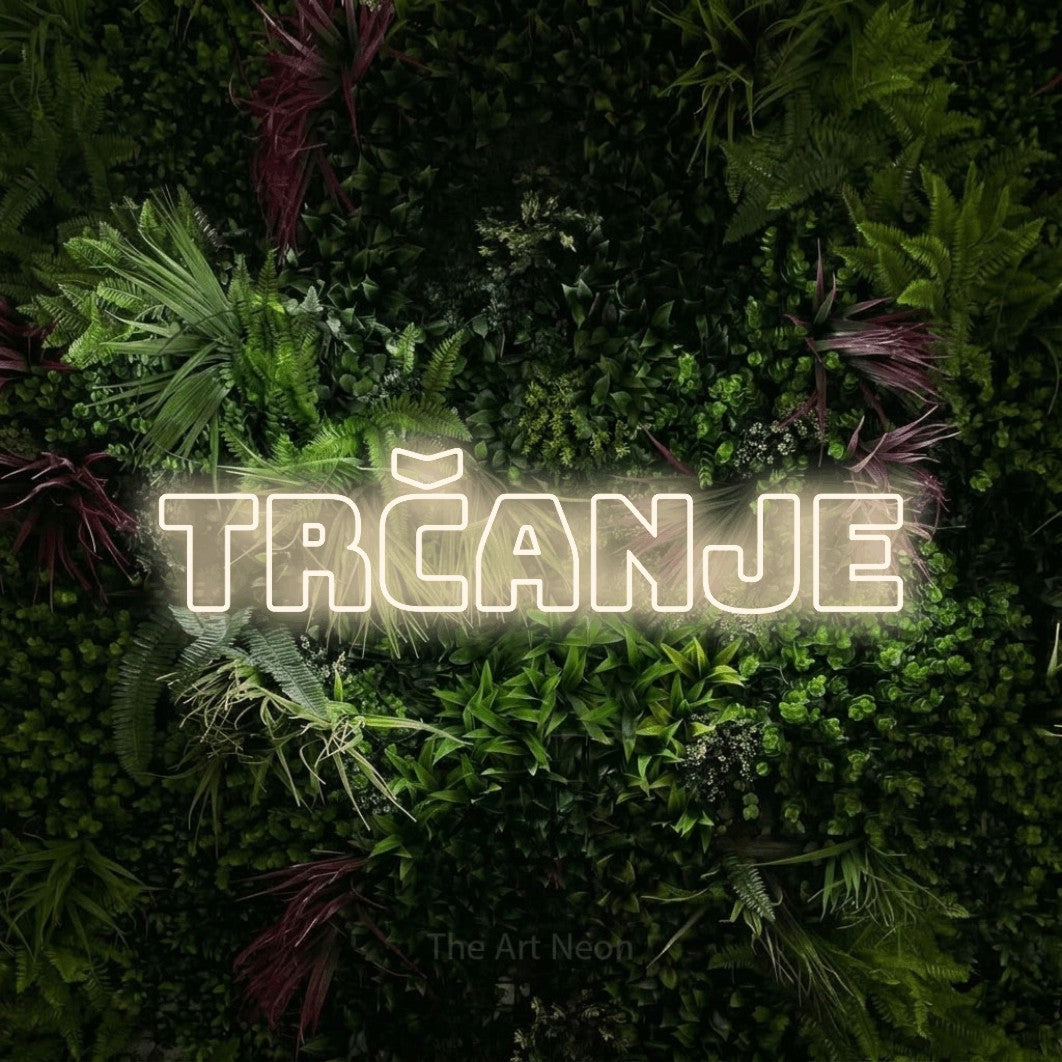 LED neon sign reading “trčanje”, arranged in a single line.