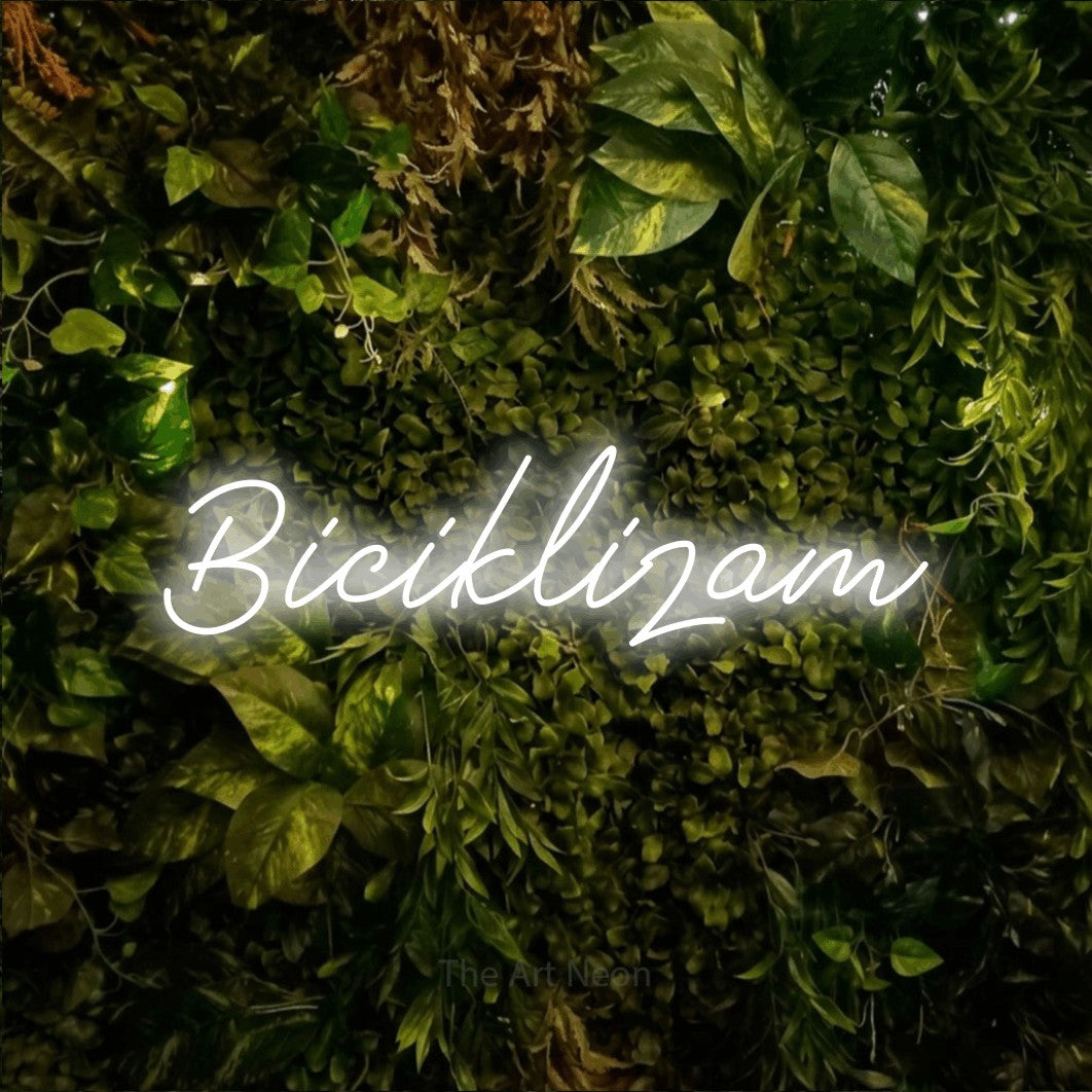 LED neon sign reading “Biciklizam”, arranged in a single line.