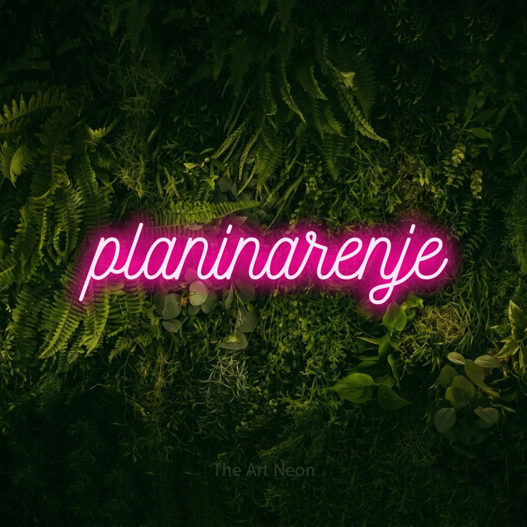 LED neon sign reading “planinarenje”, arranged in a single line.