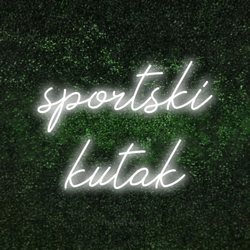 LED neon sign reading “sportski kutak”, arranged in two lines.