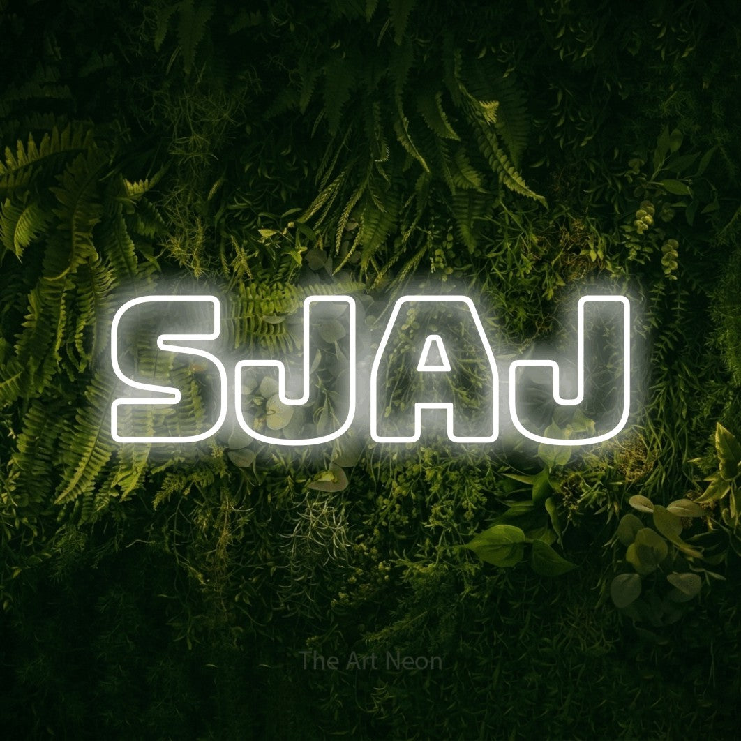 LED neon sign reading “SJAJ”, arranged in a single line.