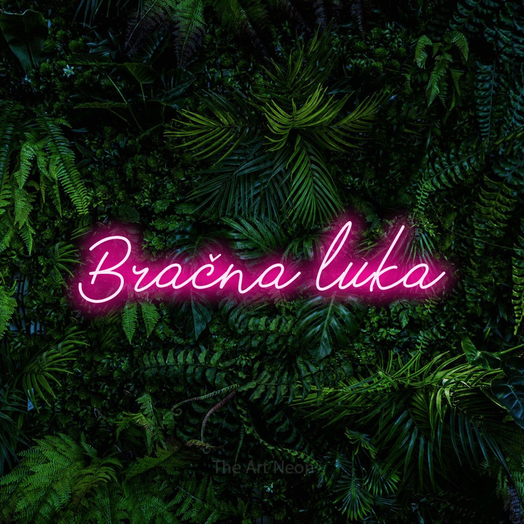 LED neon sign reading “Bračna luka”, arranged in a single line.