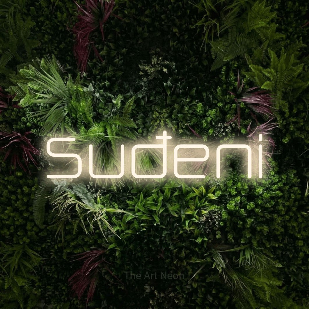 LED neon sign reading “Suđeni”, arranged in a single line.