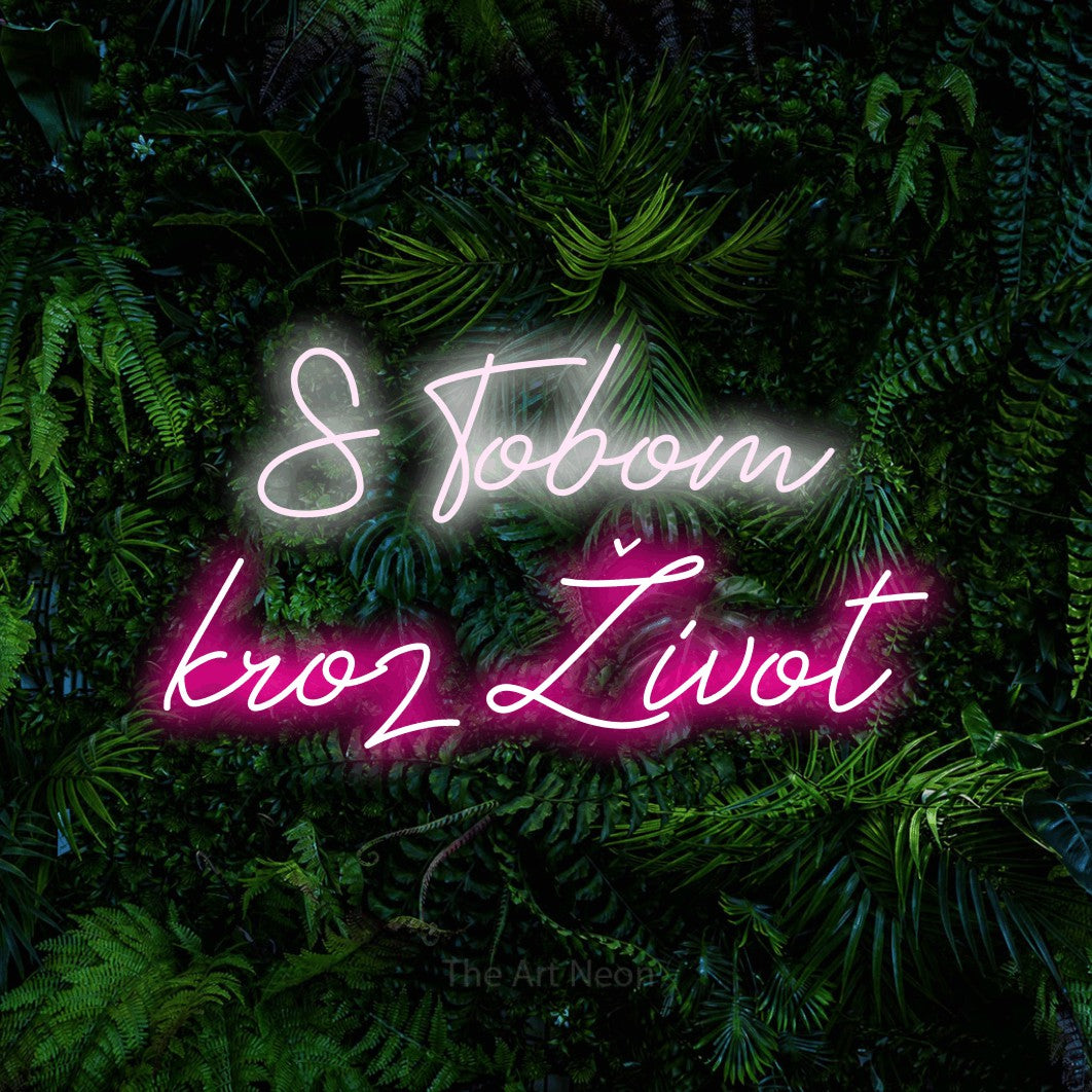 LED neon sign reading “S Tobom kroz Život”, arranged in two lines.