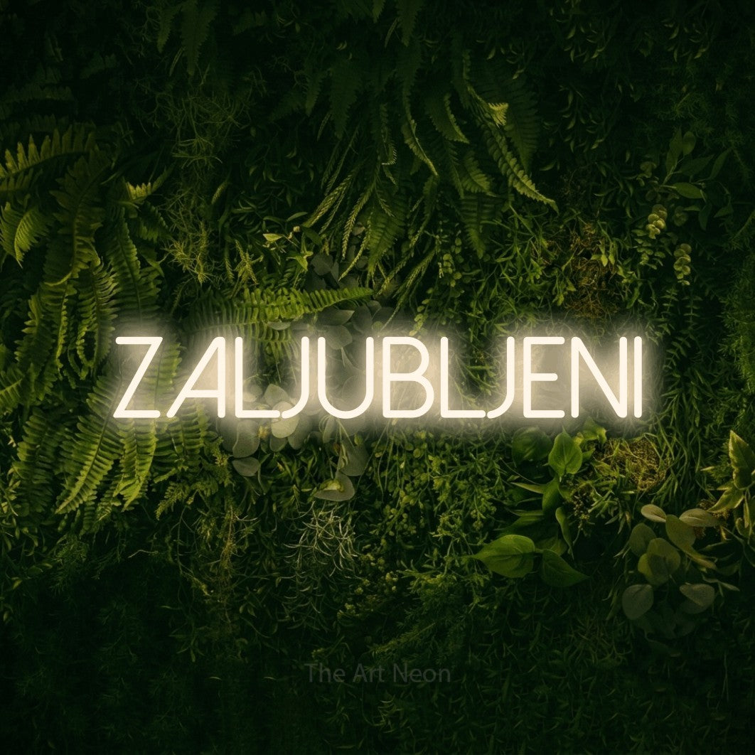 LED neon sign reading “ZALJUBLJENI”, arranged in a single line.