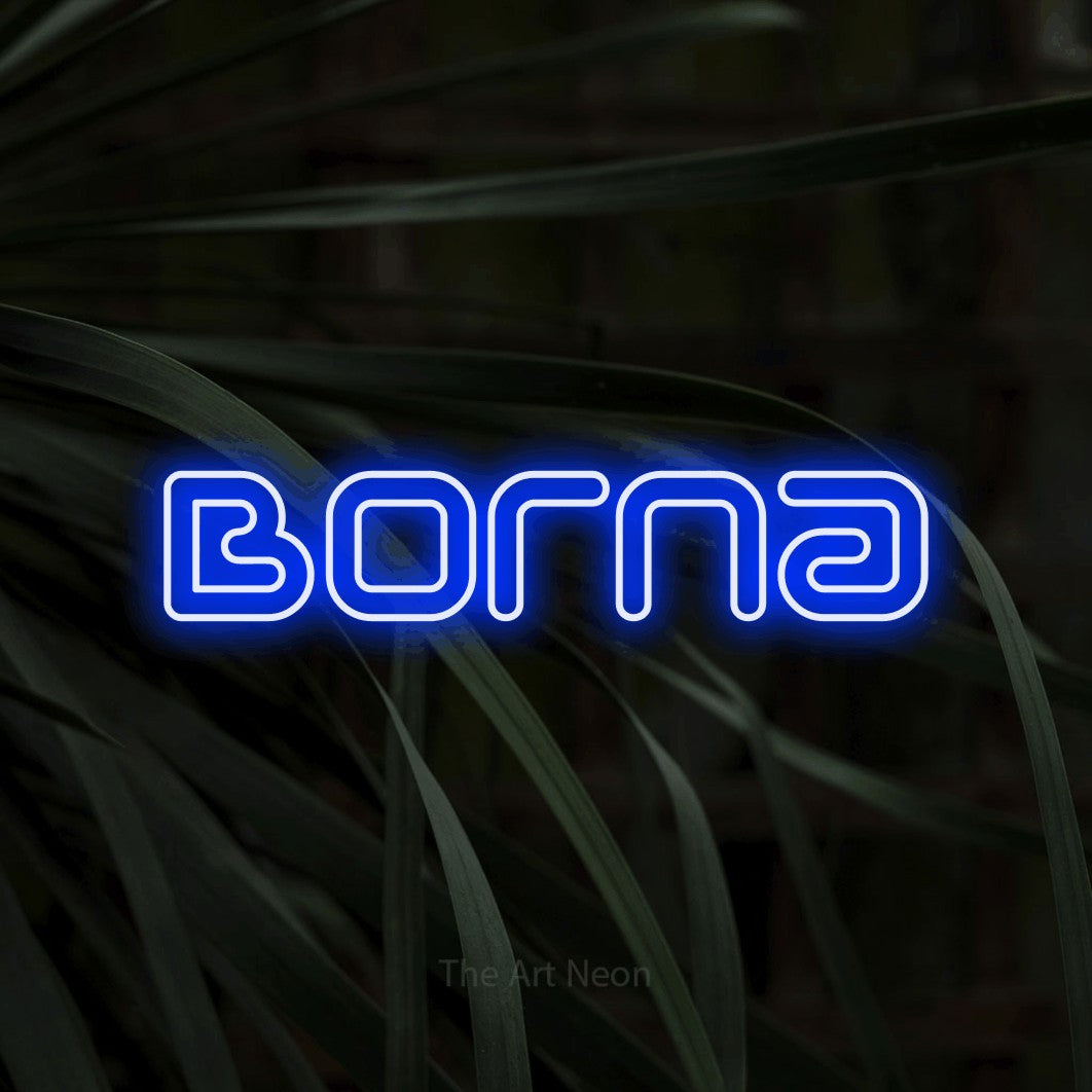 LED neon sign reading “Borna”, arranged in a single line.