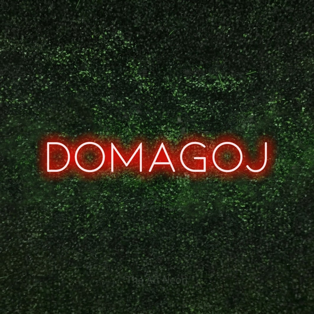 LED neon sign reading “DOMAGOJ”, arranged in a single line.