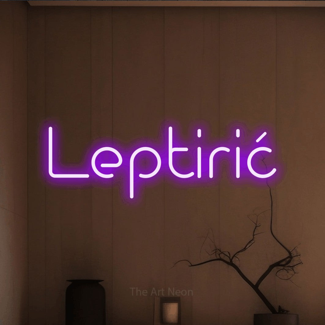 LED neon sign reading “Leptirić”, arranged in a single line.
