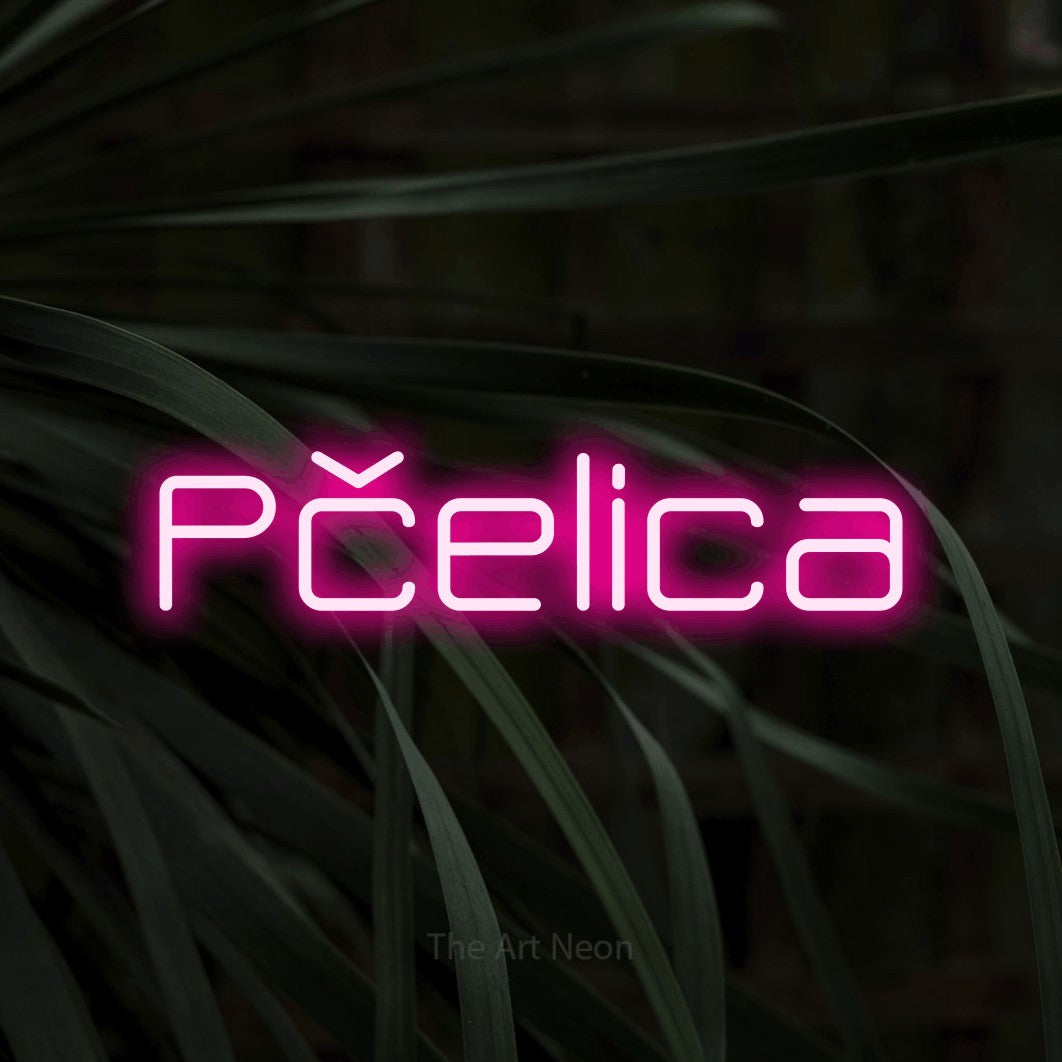 LED neon sign reading “Pčelica”, arranged in a single line.