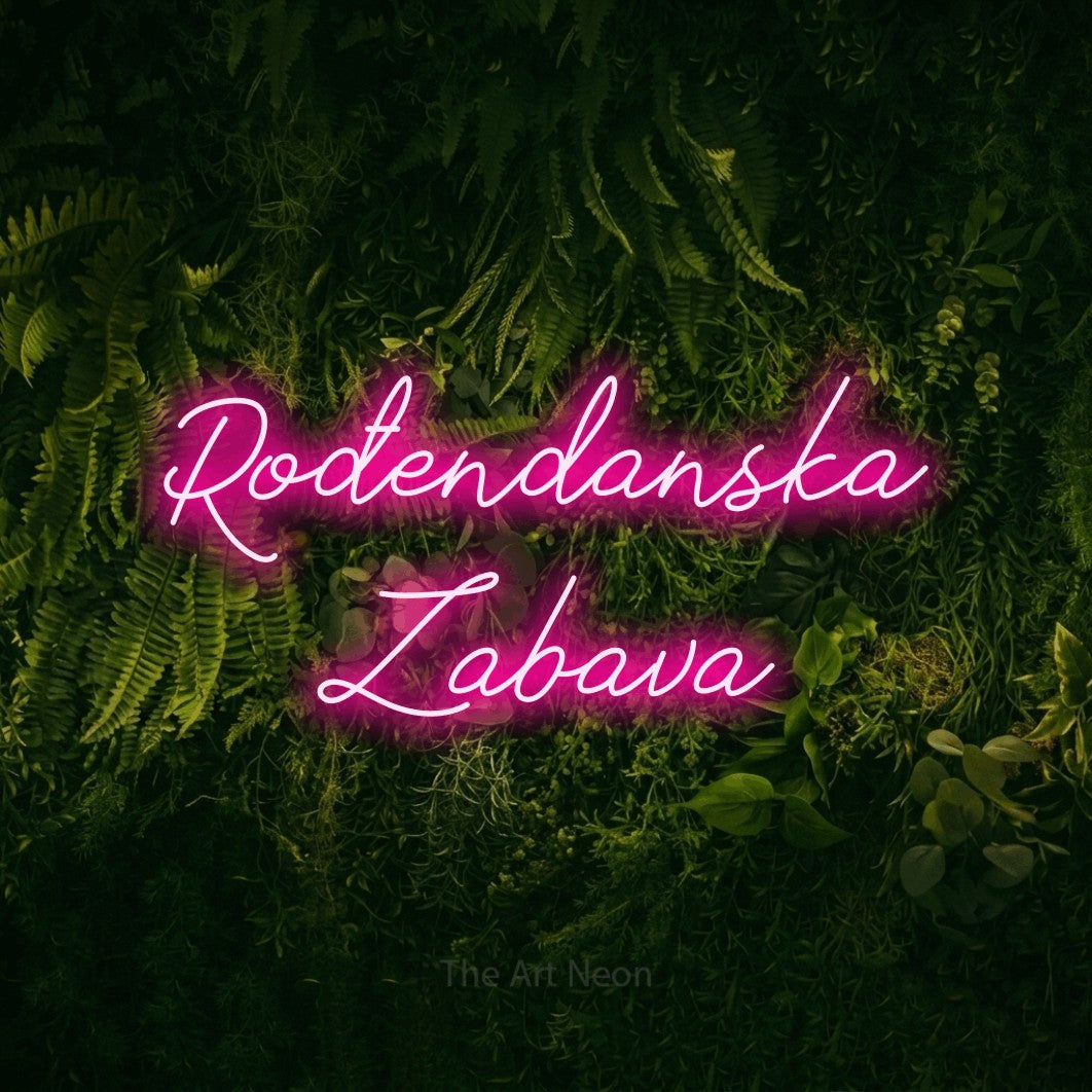 LED neon sign reading “Rođendanska Zabava”, arranged in two lines.