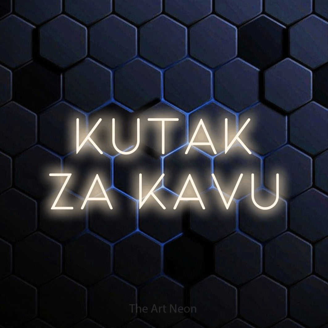 LED neon sign reading “Kutak za Kavu”, arranged in two lines.