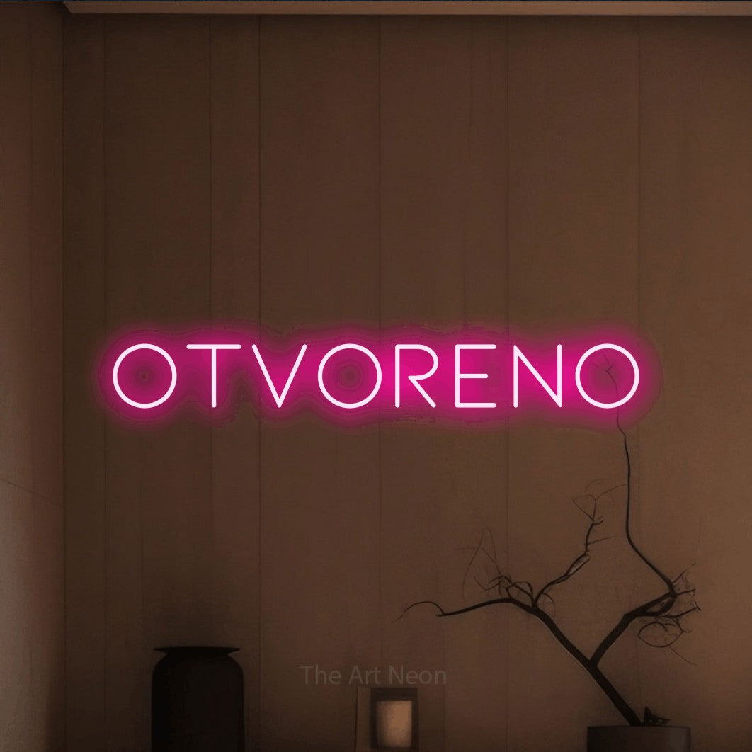 LED neon sign reading “otvoreno”, arranged in a single line.