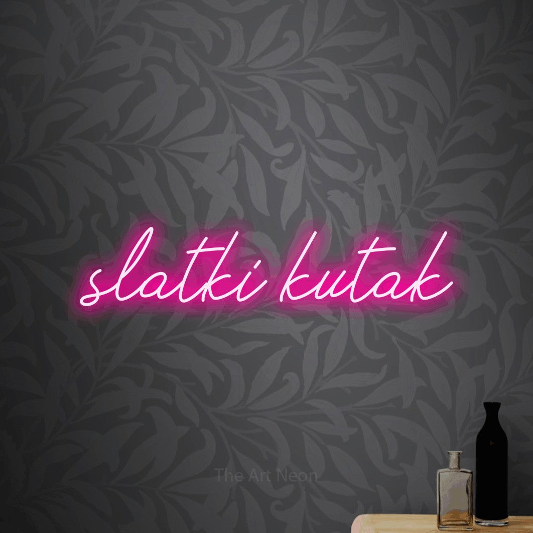 LED neon sign reading “slatki kutak”, arranged in a single line.
