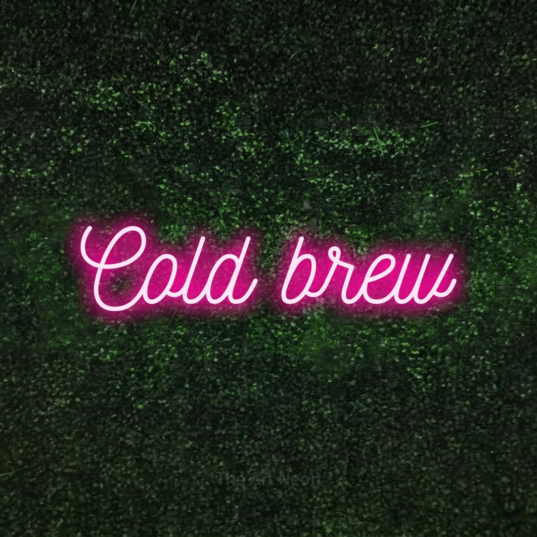 LED neon sign reading “Cold brew”, arranged in a single line.