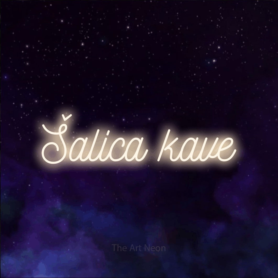 LED neon sign reading “Šalica kave”, arranged in a single line.