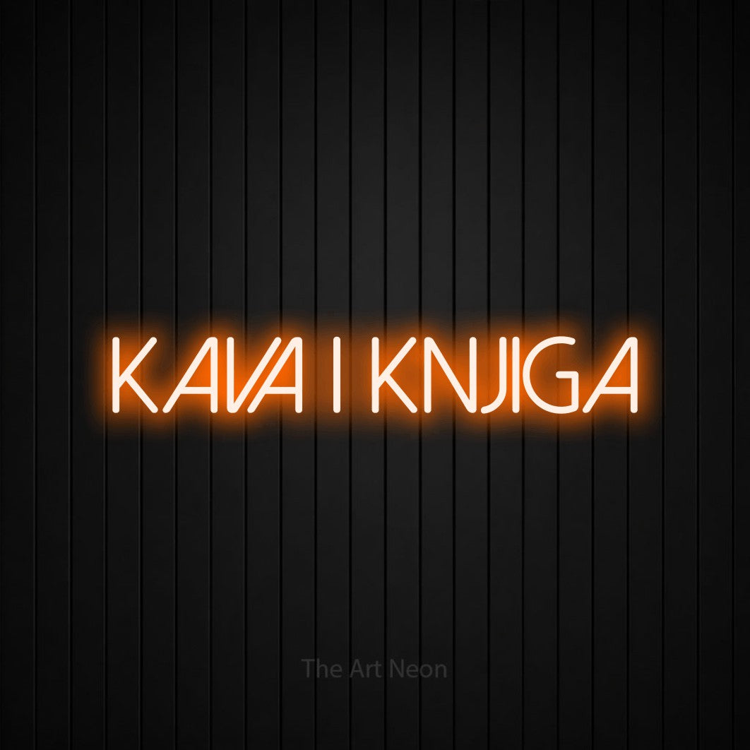 LED neon sign reading “Kava i Knjiga”, arranged in a single line.