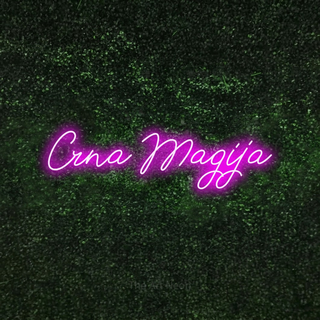 LED neon sign reading “Crna Magija”, arranged in a single line.