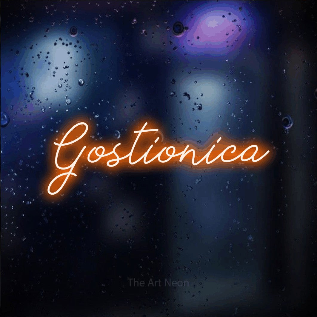 LED neon sign reading “Gostionica”, arranged in a single line.
