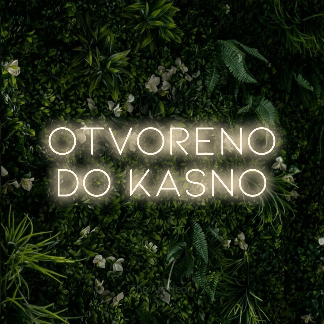LED neon sign reading “Otvoreno do Kasno”, arranged in two lines.
