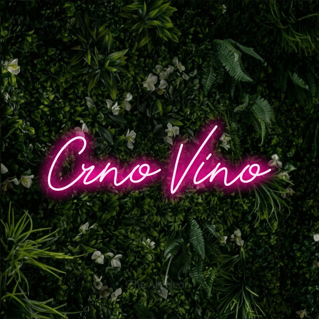 LED neon sign reading “Crno Vino”, arranged in a single line.