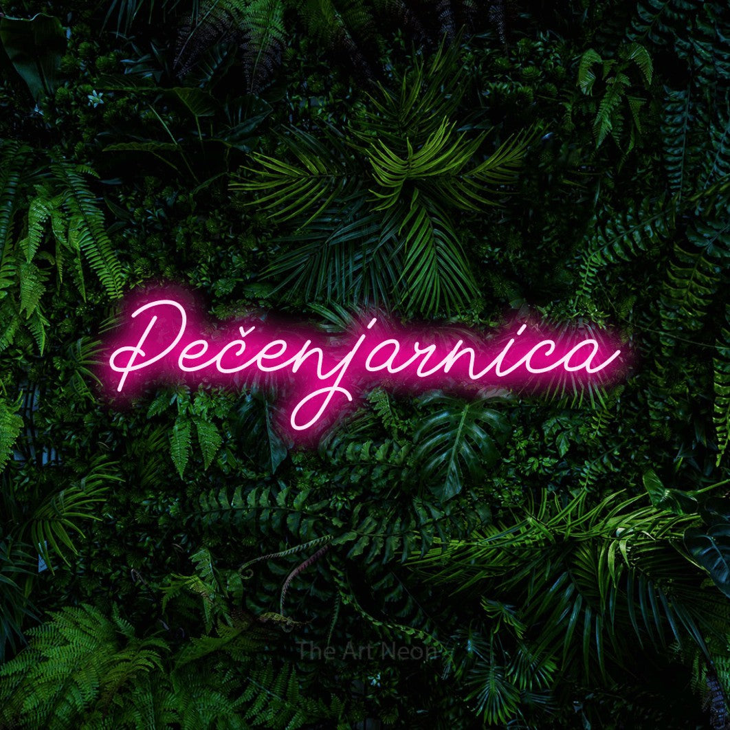 LED neon sign reading “Pečenjarnica”, arranged in a single line.