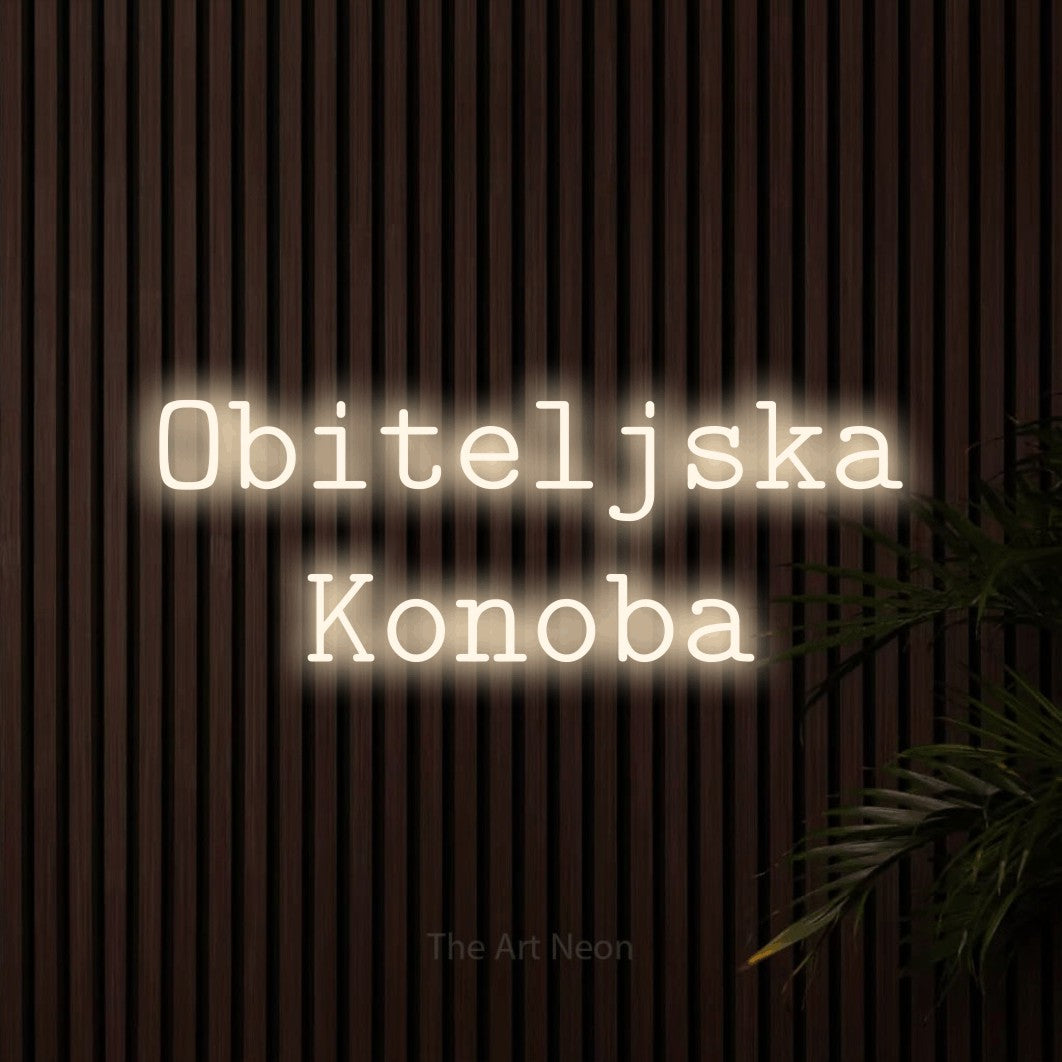 LED neon sign reading “Obiteljska Konoba”, arranged in two lines.