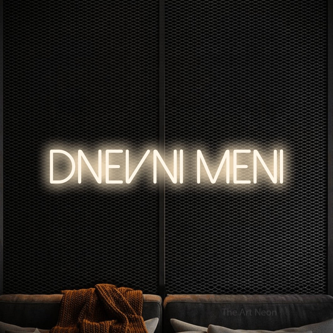 LED neon sign reading “Dnevni Meni”, arranged in a single line.