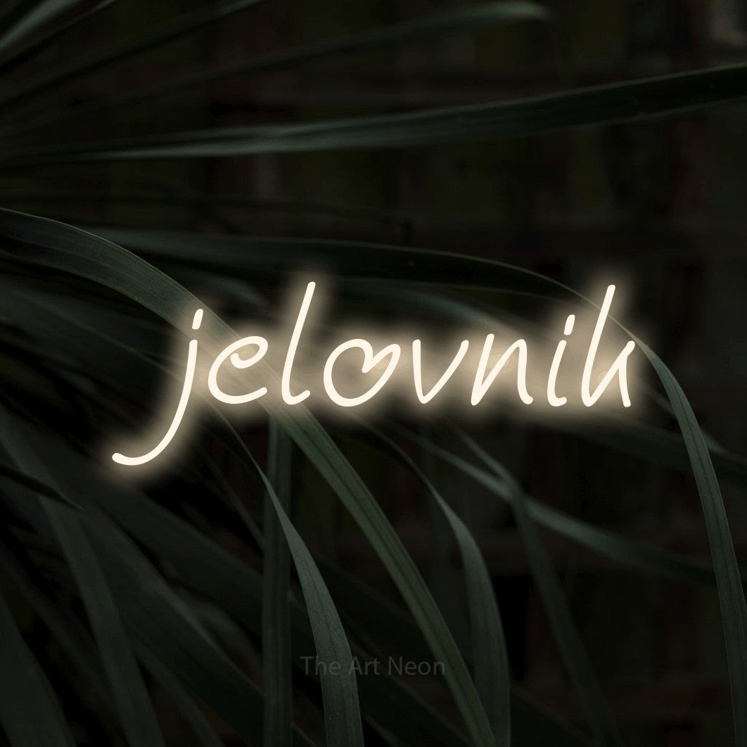 LED neon sign reading “jelovnik”, arranged in a single line.