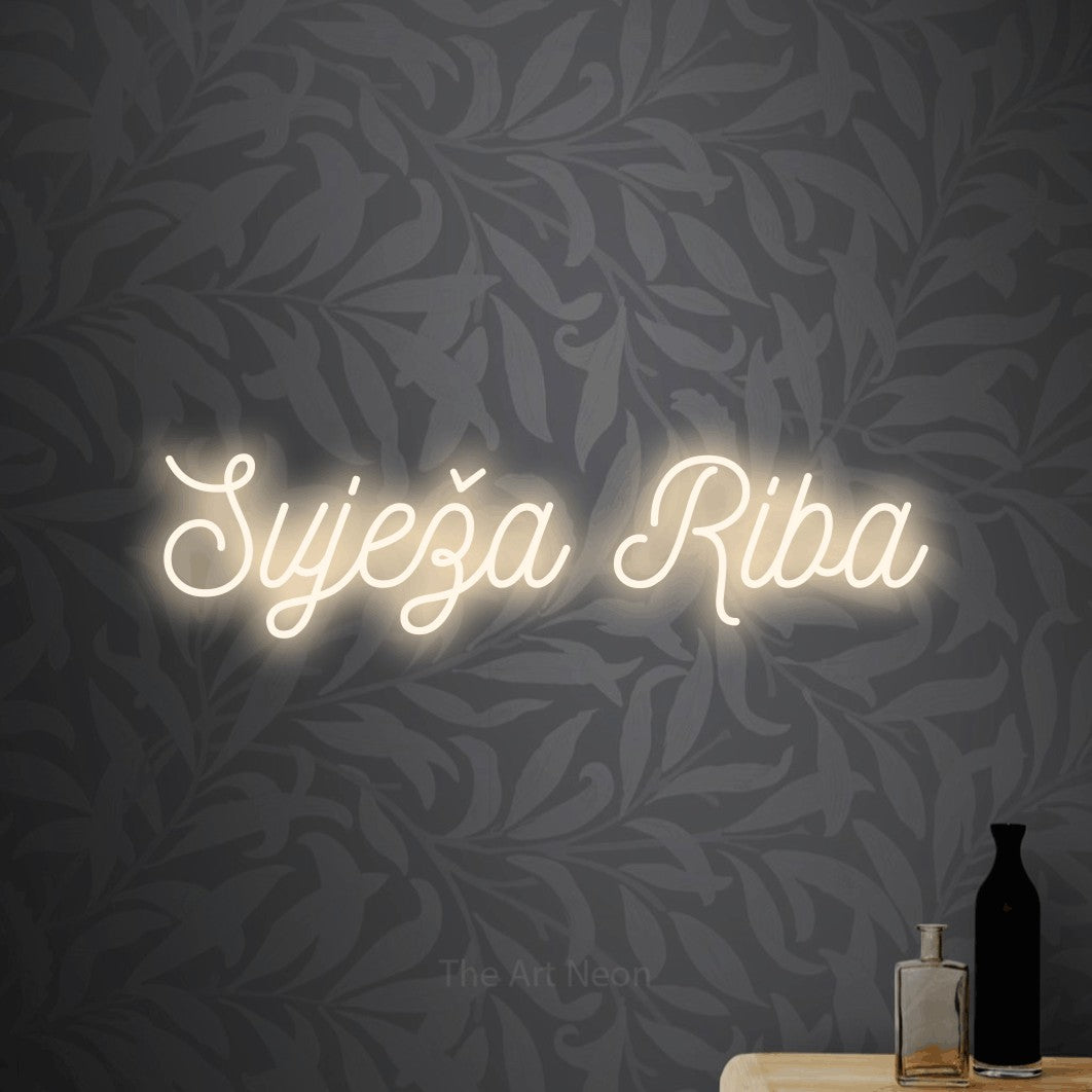 LED neon sign reading “Svježa Riba”, arranged in a single line.