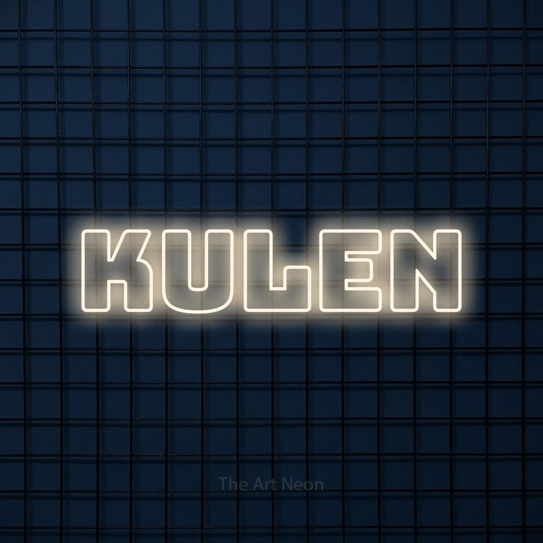 LED neon sign reading “Kulen”, arranged in a single line.