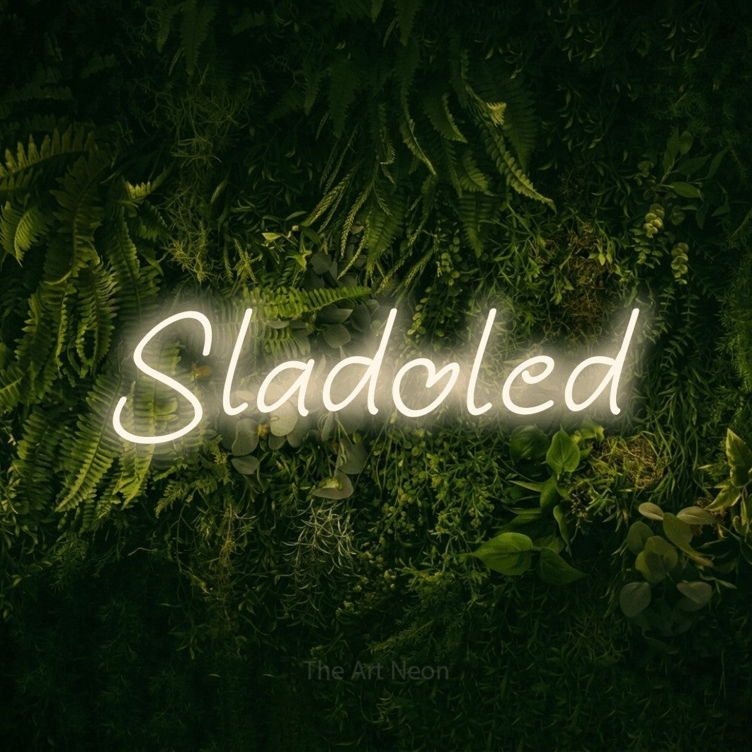 LED neon sign reading “Sladoled”, arranged in a single line.