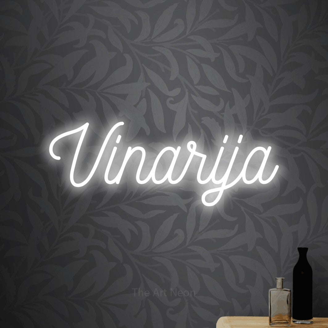 LED neon sign reading “Vinarija”, arranged in a single line.