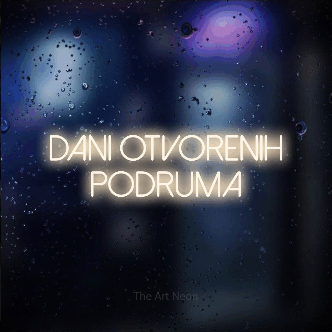 LED neon sign reading “Dani Otvorenih Podruma”, arranged in two lines.