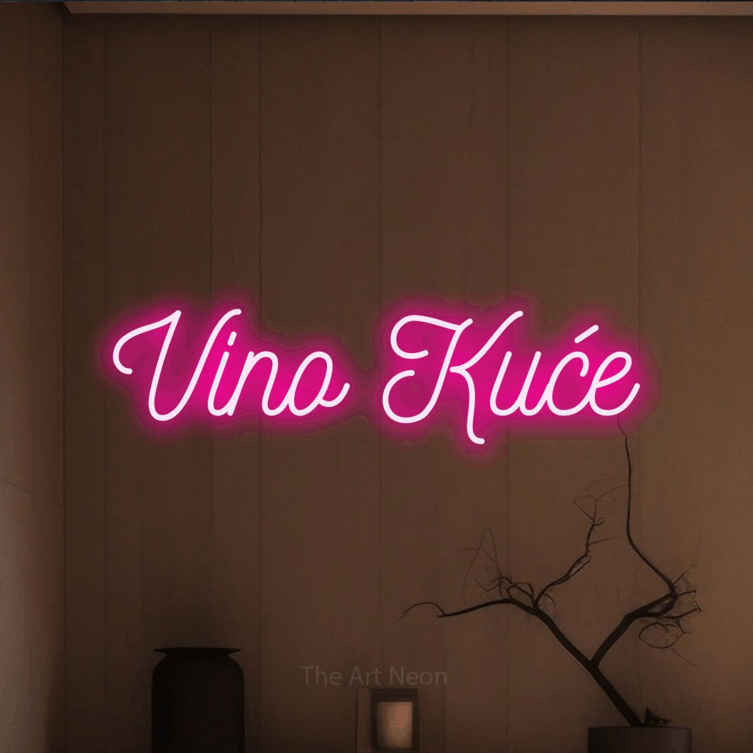 LED neon sign reading “Vino Kuće”, arranged in a single line.
