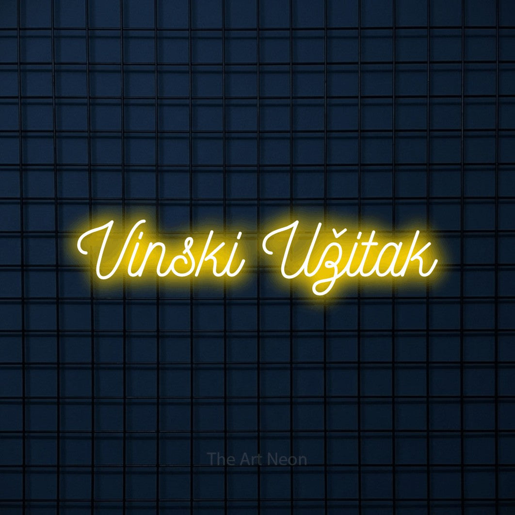 LED neon sign reading “Vinski Užitak”, arranged in a single line.
