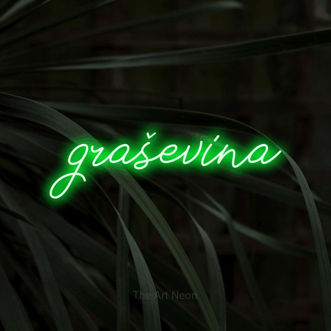 LED neon sign reading “graševina”, arranged in a single line.