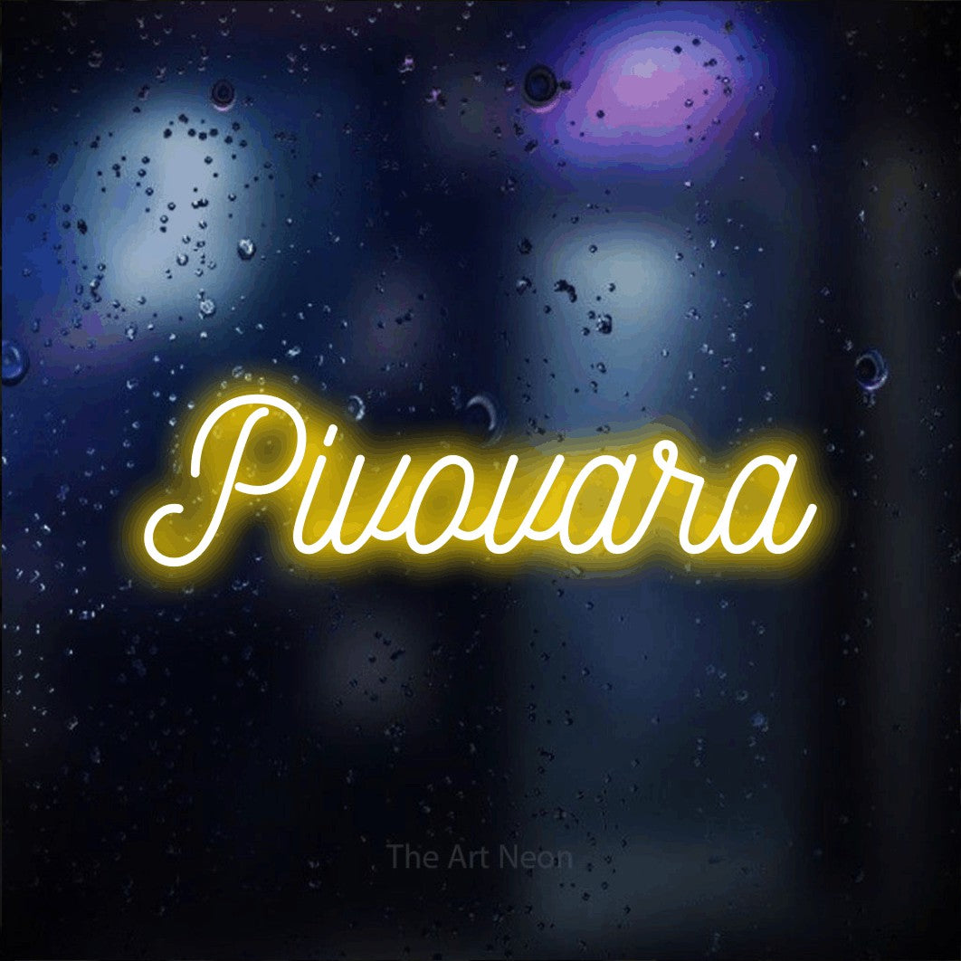 LED neon sign reading “Pivovara”, arranged in a single line.